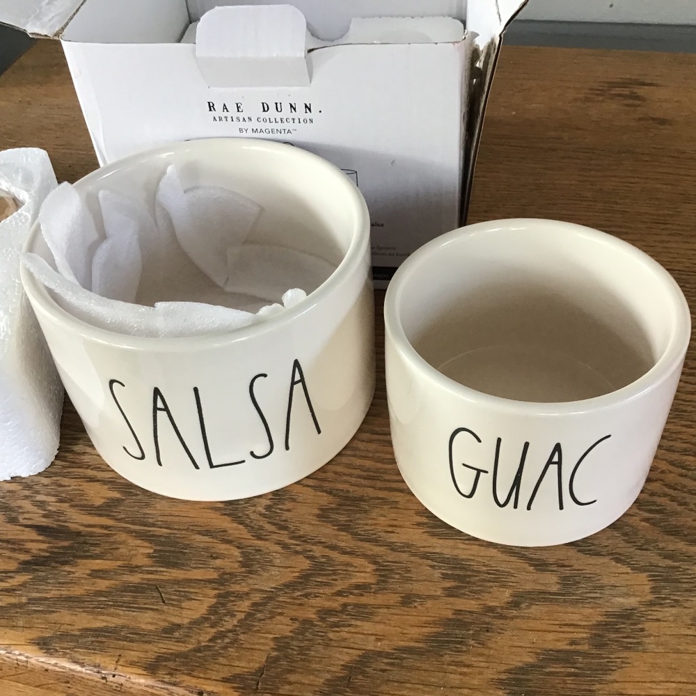 NEW Rae Dunn Salsa & Guacamole Serving Bowl Set